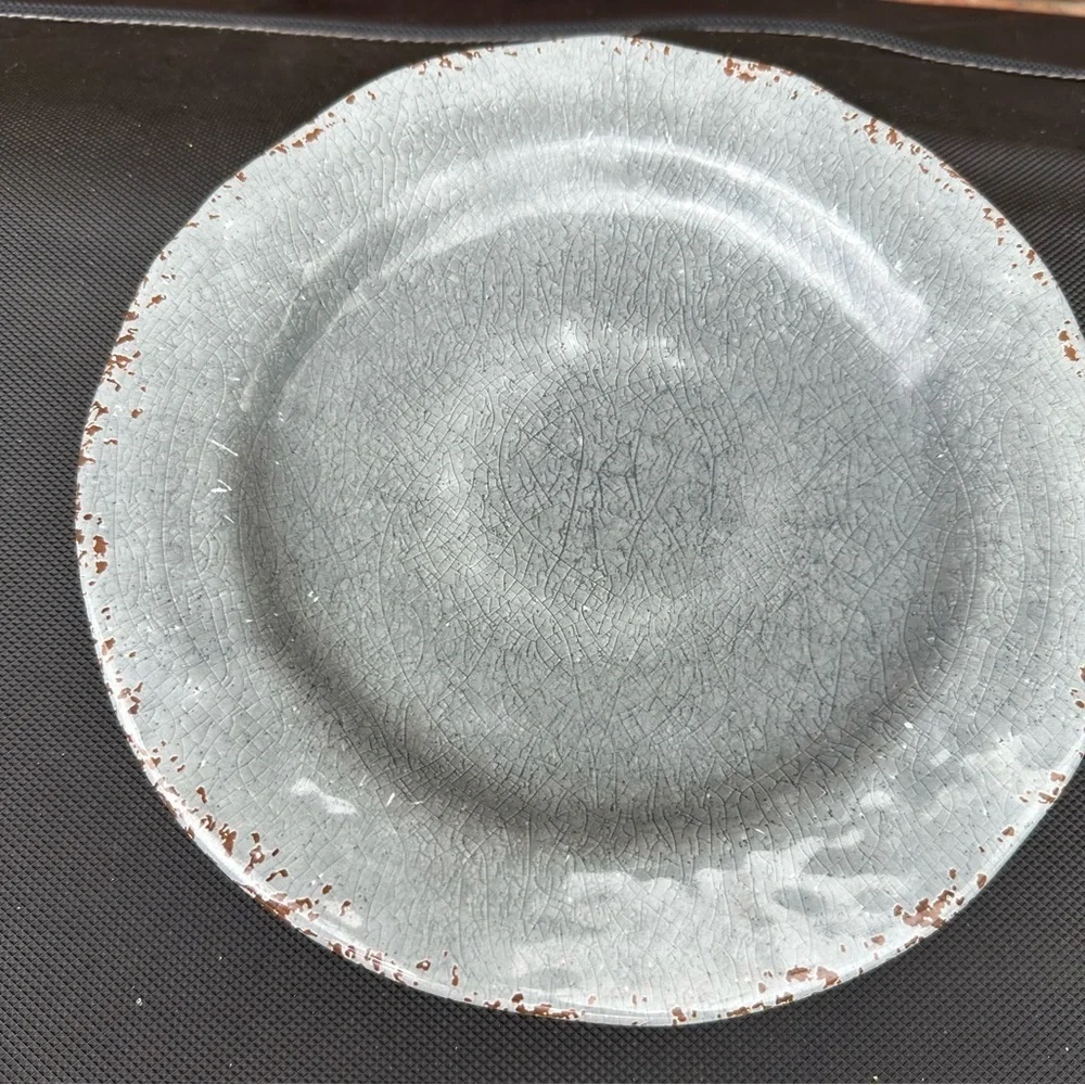 Pier 1 Imports Melamine Carmelo  Gray Crackle 8 1/2” Salad Luncheon Plates 3